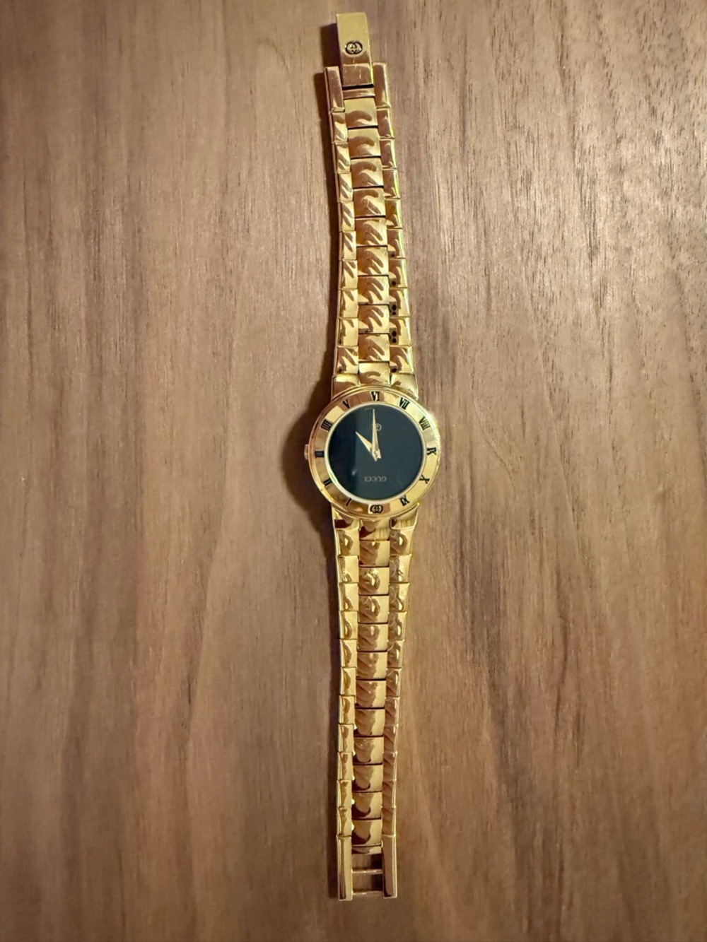 Gucci Gold-Tone Bracelet Watch with Black Dial